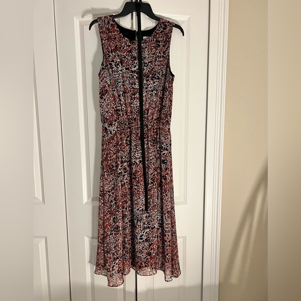 Karin Stevens Black & Pink Floral Midi Chiffon Dress